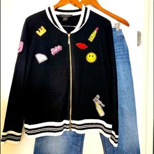 Ashley Stewart Queen Bee Black Varsity Sweater Size 16🐝